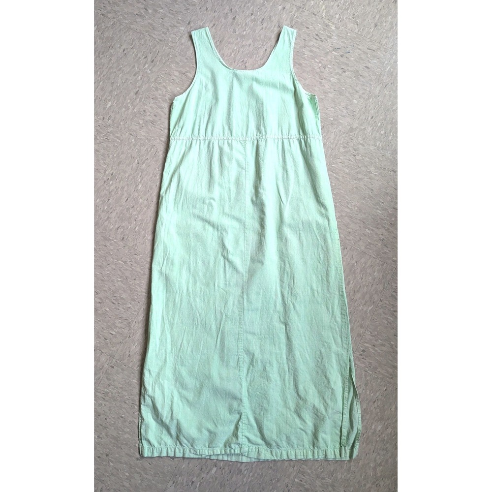 Fresh Produce Vintage 90s Mint Green Cotton Linen Blend Maxi Pocket Dress Small - Picture 9 of 9